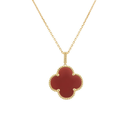 [NOBLE AURA]CLOVER 25MM NECKLACE GOLD CARNELIAN