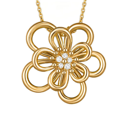 [NOBLE AURA]FLOWERLACE NECKLACE 5 DIAMONDS