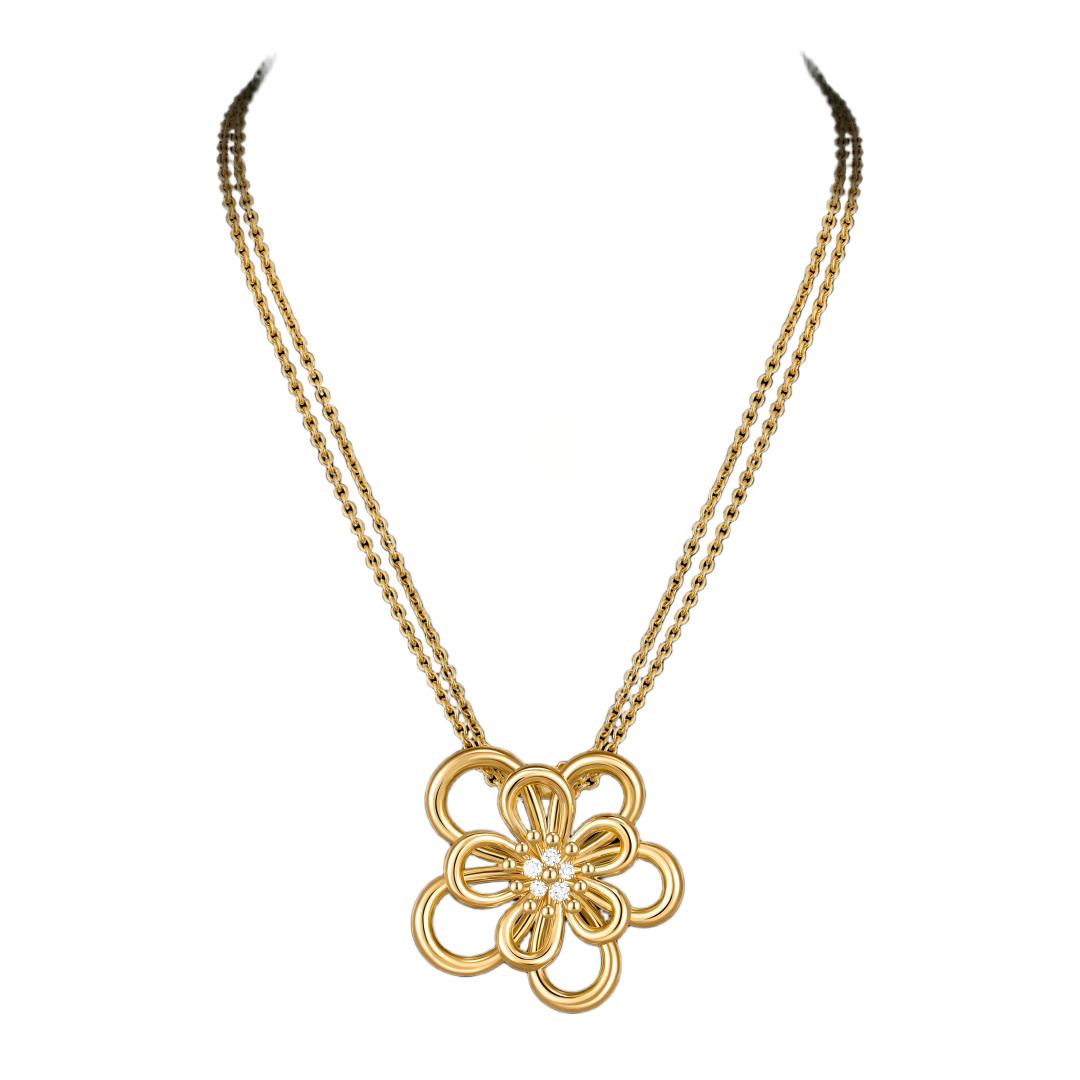 [NOBLE AURA]FLOWERLACE NECKLACE 5 DIAMONDS
