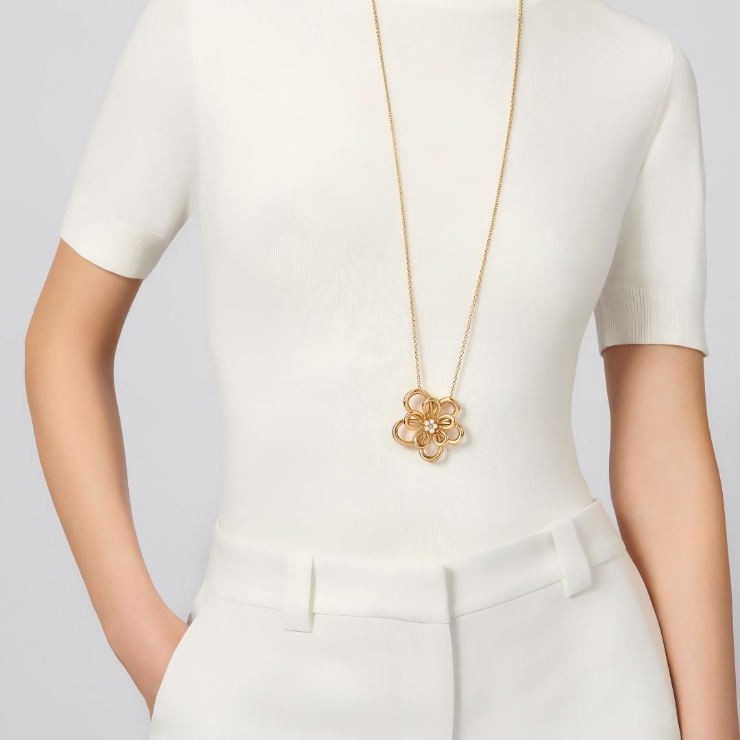[NOBLE AURA]FLOWERLACE NECKLACE 5 DIAMONDS