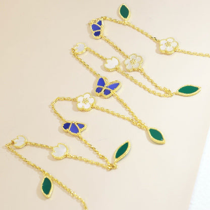 [NOBLE AURA] LUCKY SPRING BUTTERFLY 15 FLOWER NECKLACE