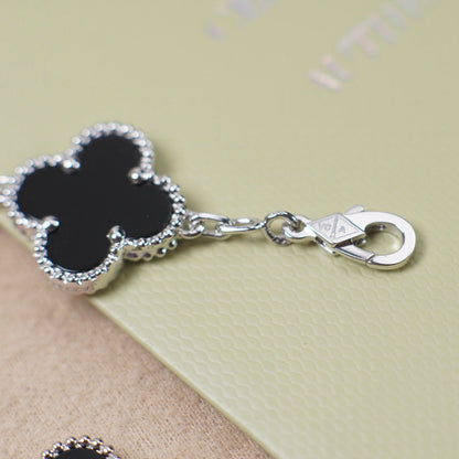 [NOBLE AURA]CLOVER 5 MOTIF ONYXS  BRACELET SILVER
