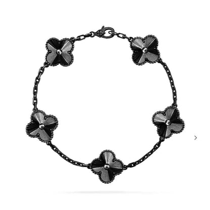 [NOBLE AURA]CLOVER 5 MOTIF BLACK BRACELET