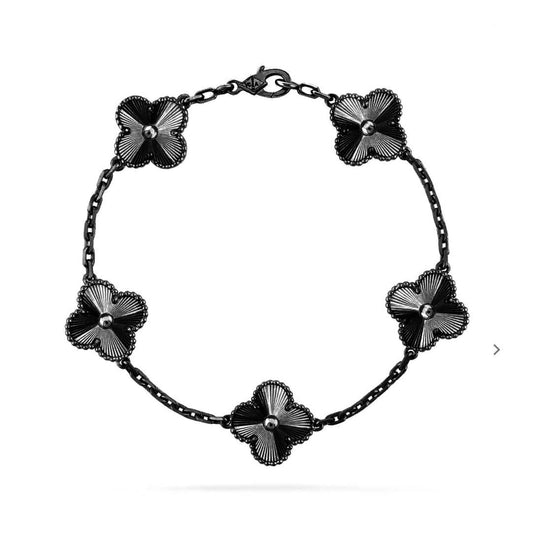 [NOBLE AURA]CLOVER 5 MOTIF BLACK BRACELET