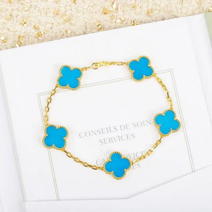 [NOBLE AURA] CLOVER 5 MOTIF TURQUOISE BRACELET COLLECTION
