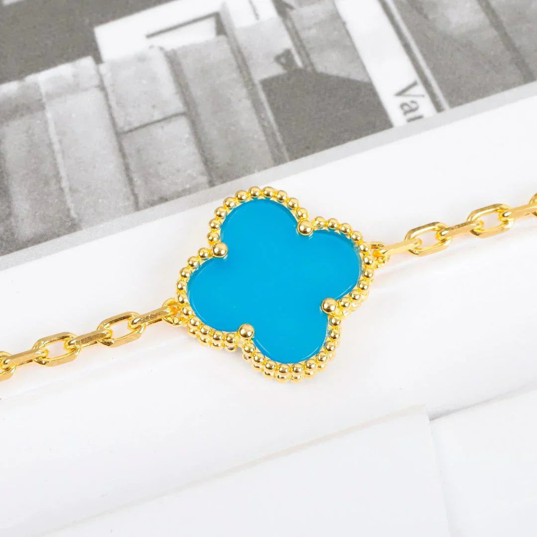 [NOBLE AURA] CLOVER 5 MOTIF TURQUOISE BRACELET COLLECTION