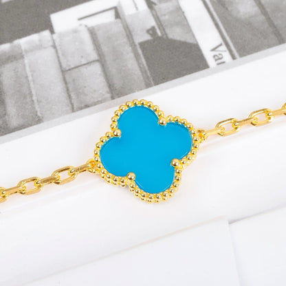 [NOBLE AURA]CLOVER 5 MOTIFS TURQUOISE BRACELET