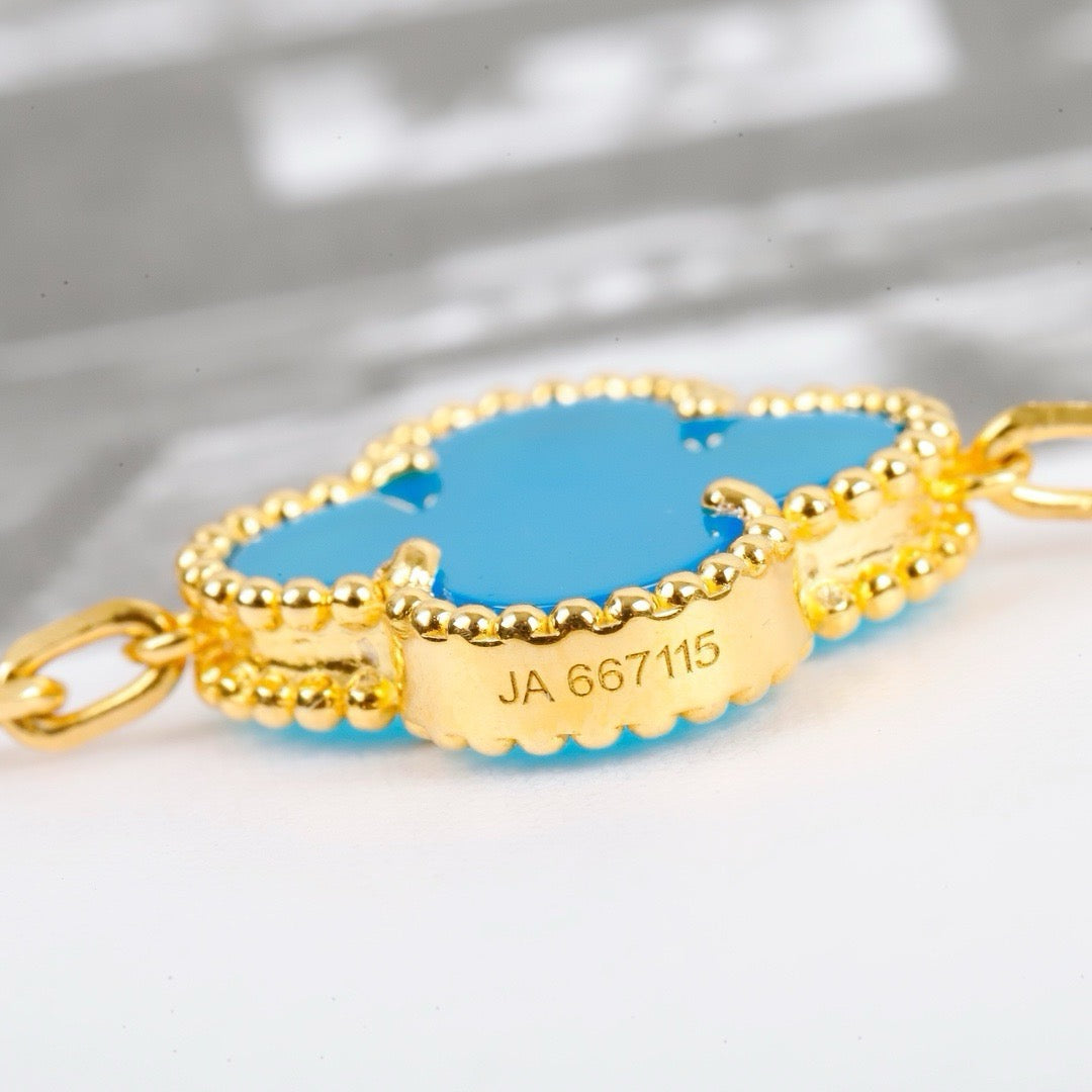 [NOBLE AURA]CLOVER 5 MOTIFS TURQUOISE BRACELET