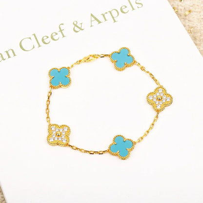 [NOBLE AURA] CLOVER 5 MOTIF TURQUOISE BRACELET COLLECTION