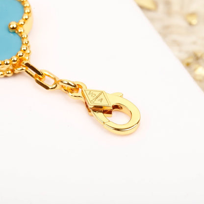 [NOBLE AURA]CLOVER 5 MOTIF TURQUOISE DIAMOND GOLD BRACELET