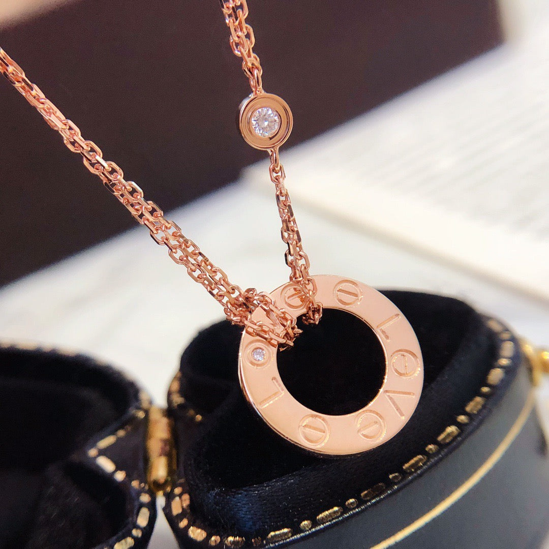 [NOBLE AURA]LOVE NECKLACE 16MM 2 DIAMONDS