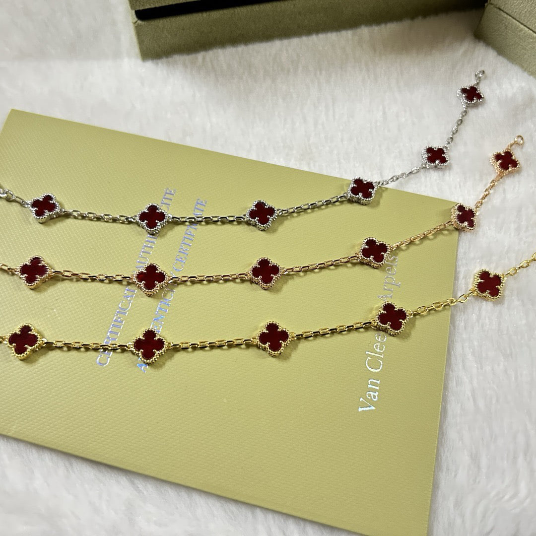 [NOBLE AURA]CLOVER 6 MOTIF RED AGATE BRACELET