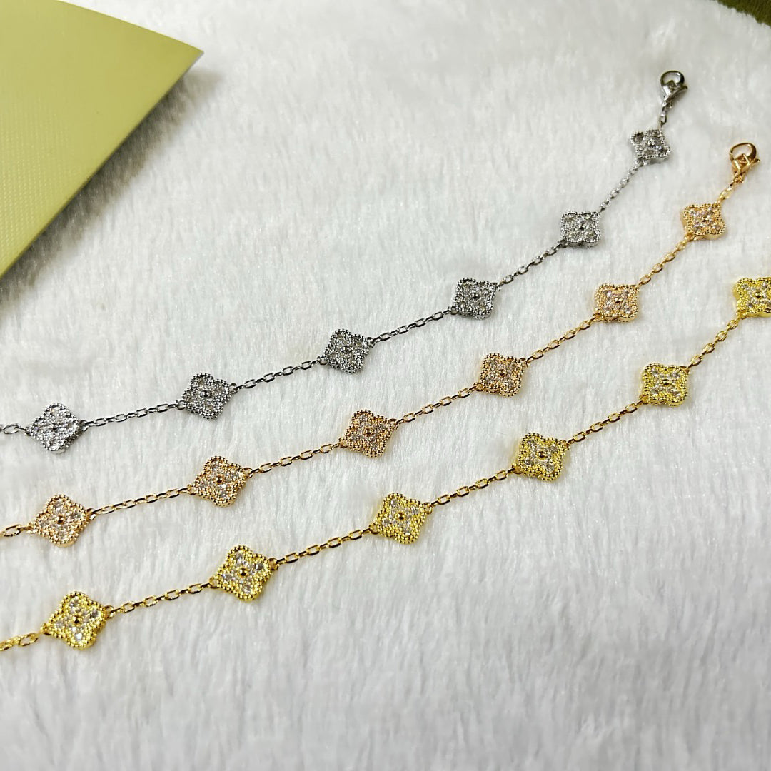 [NOBLE AURA]CLOVER 6 MOTIF DIAMOND BRACELET