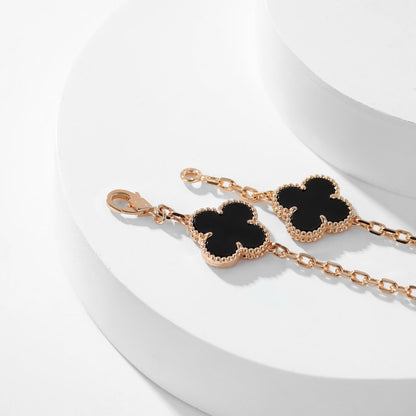 [NOBLE AURA]CLOVER 10 MOTIFS ONYX NECKLACE