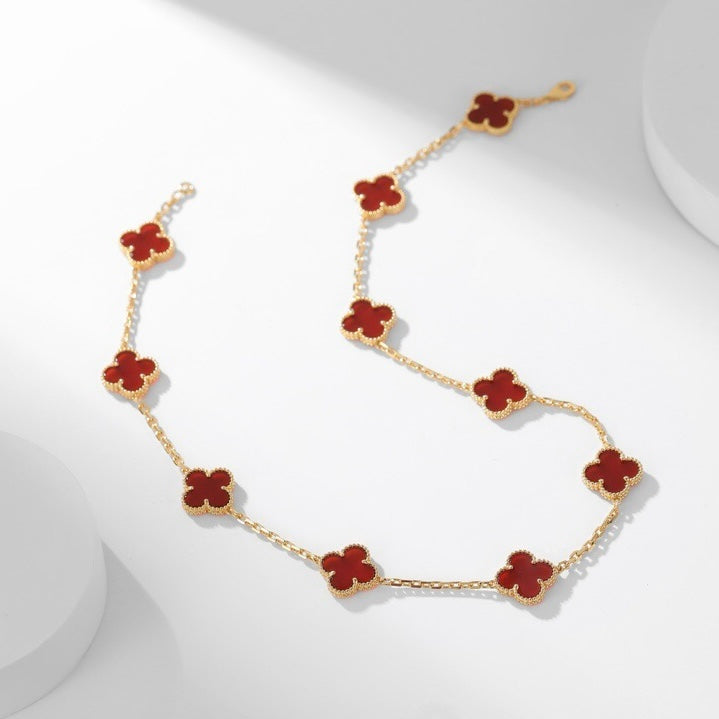 [NOBLE AURA]CLOVER 10 MOTIFS CARNELIAN NECKLACE