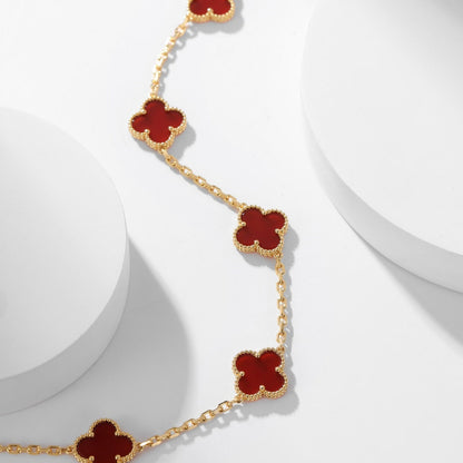 [NOBLE AURA]CLOVER 10 MOTIFS CARNELIAN NECKLACE