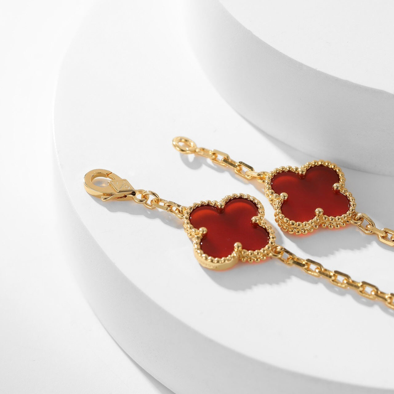 [NOBLE AURA]CLOVER 10 MOTIFS CARNELIAN NECKLACE
