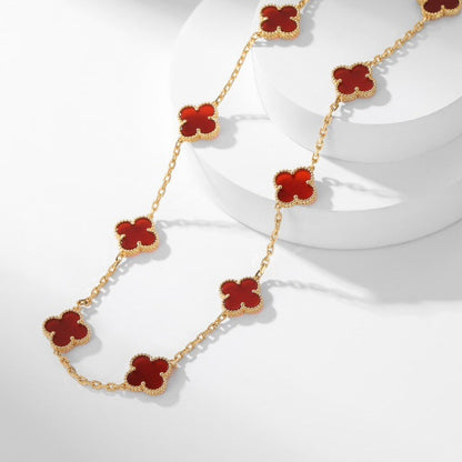 [NOBLE AURA]CLOVER 10 MOTIFS CARNELIAN NECKLACE