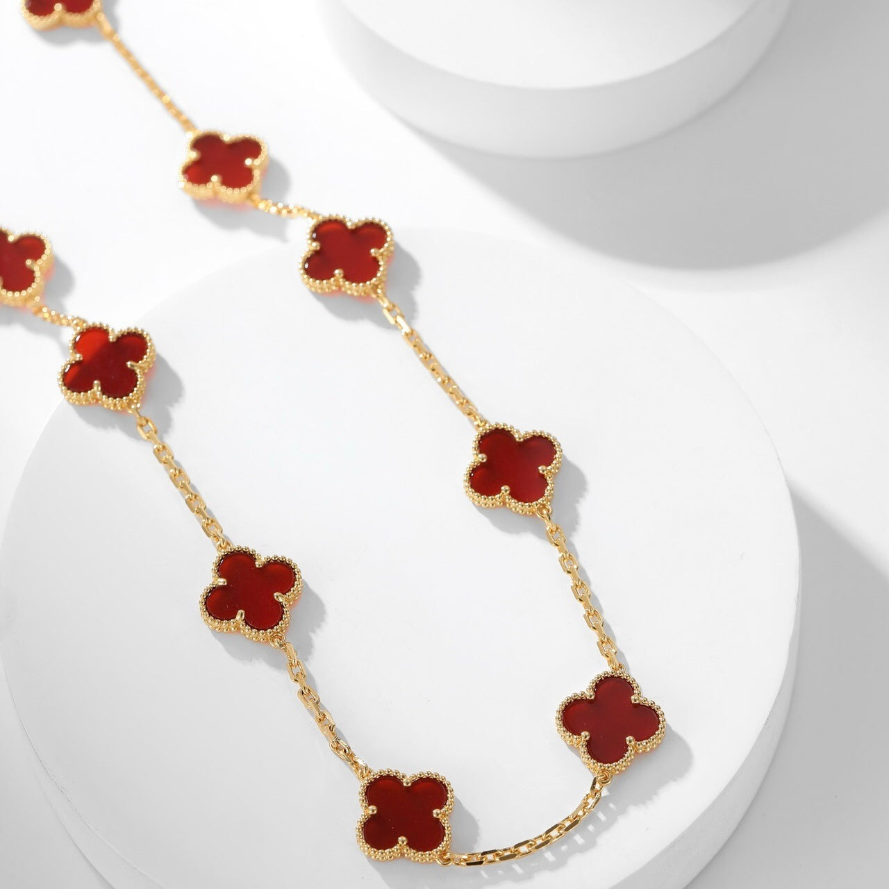 [NOBLE AURA]CLOVER 10 MOTIFS CARNELIAN NECKLACE