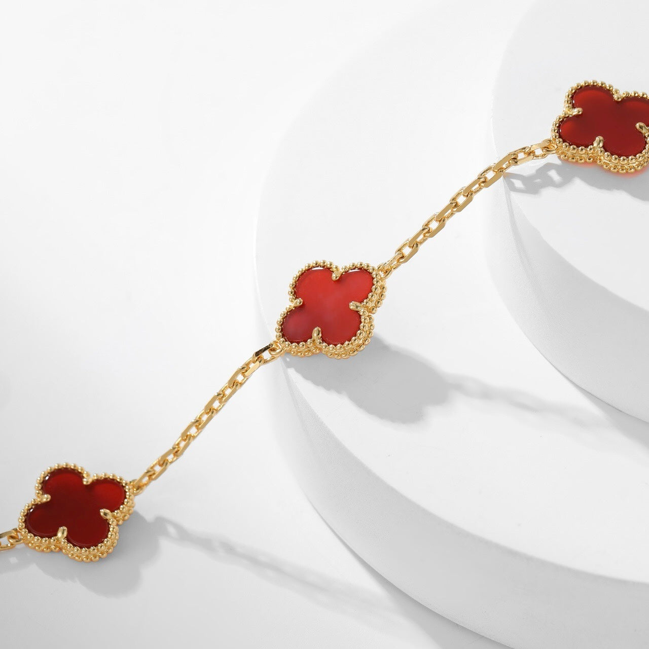 [NOBLE AURA]CLOVER 10 MOTIFS CARNELIAN NECKLACE