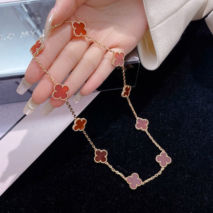 [NOBLE AURA]CLOVER 10 MOTIFS CARNELIAN NECKLACE