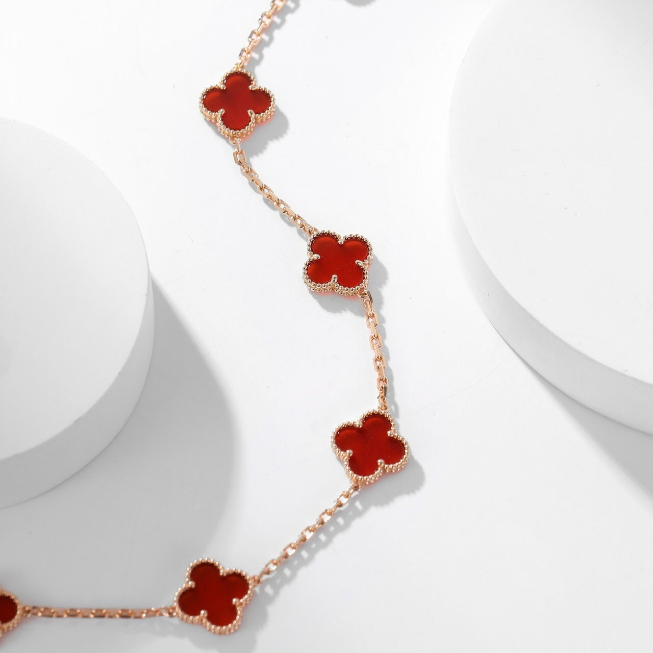 [NOBLE AURA]CLOVER 10 MOTIFS CARNELIAN NECKLACE