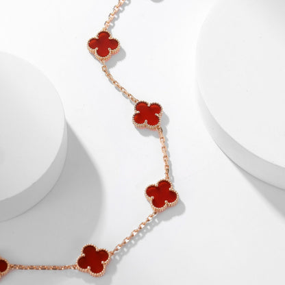 [NOBLE AURA]CLOVER 10 MOTIFS CARNELIAN NECKLACE