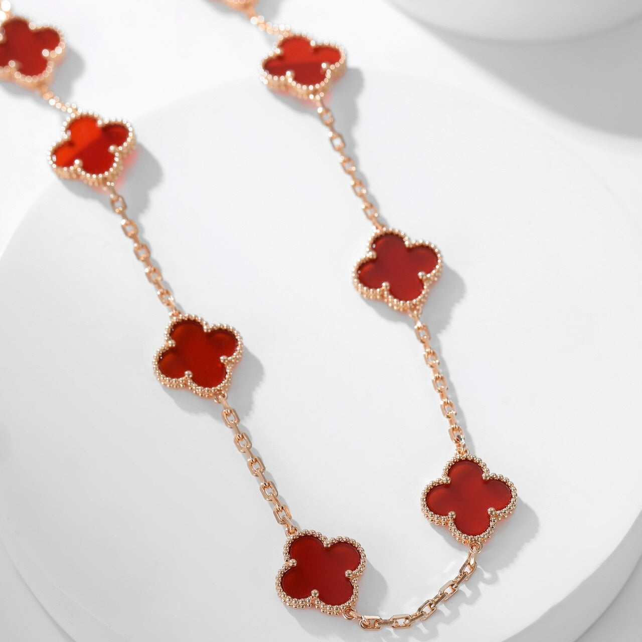 [NOBLE AURA]CLOVER 10 MOTIFS CARNELIAN NECKLACE