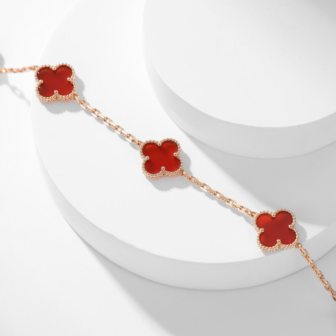 [NOBLE AURA]CLOVER 10 MOTIFS CARNELIAN NECKLACE