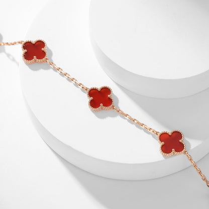 [NOBLE AURA]CLOVER 10 MOTIFS CARNELIAN NECKLACE