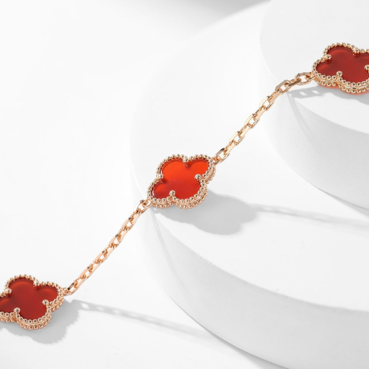 [NOBLE AURA]CLOVER 10 MOTIFS CARNELIAN NECKLACE