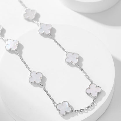 [NOBLE AURA]CLOVER 10 MOTIFS WHITE MOTHER OF PEARL NECKLACE