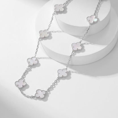 [NOBLE AURA]CLOVER 10 MOTIFS WHITE MOTHER OF PEARL NECKLACE