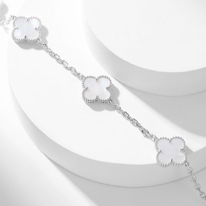 [NOBLE AURA]CLOVER 10 MOTIFS WHITE MOTHER OF PEARL NECKLACE