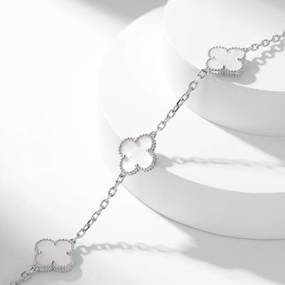 [NOBLE AURA]CLOVER 10 MOTIFS WHITE MOTHER OF PEARL NECKLACE