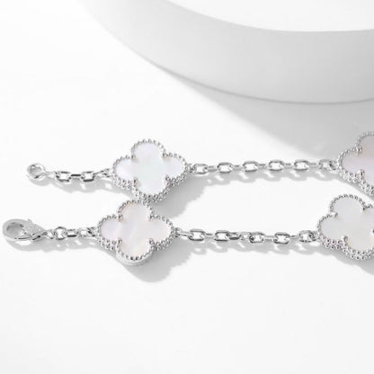 [NOBLE AURA]CLOVER 10 MOTIFS WHITE MOTHER OF PEARL NECKLACE