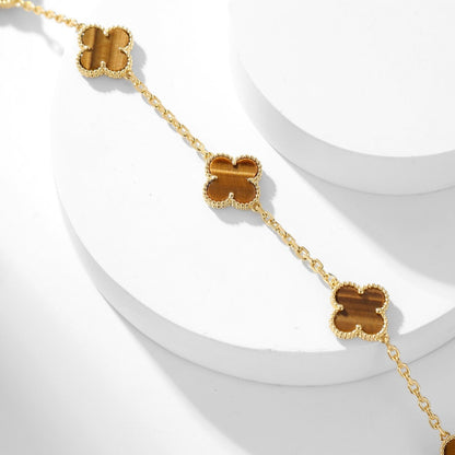 [NOBLE AURA]CLOVER 10 MOTIFS TIGER EYE NECKLACE