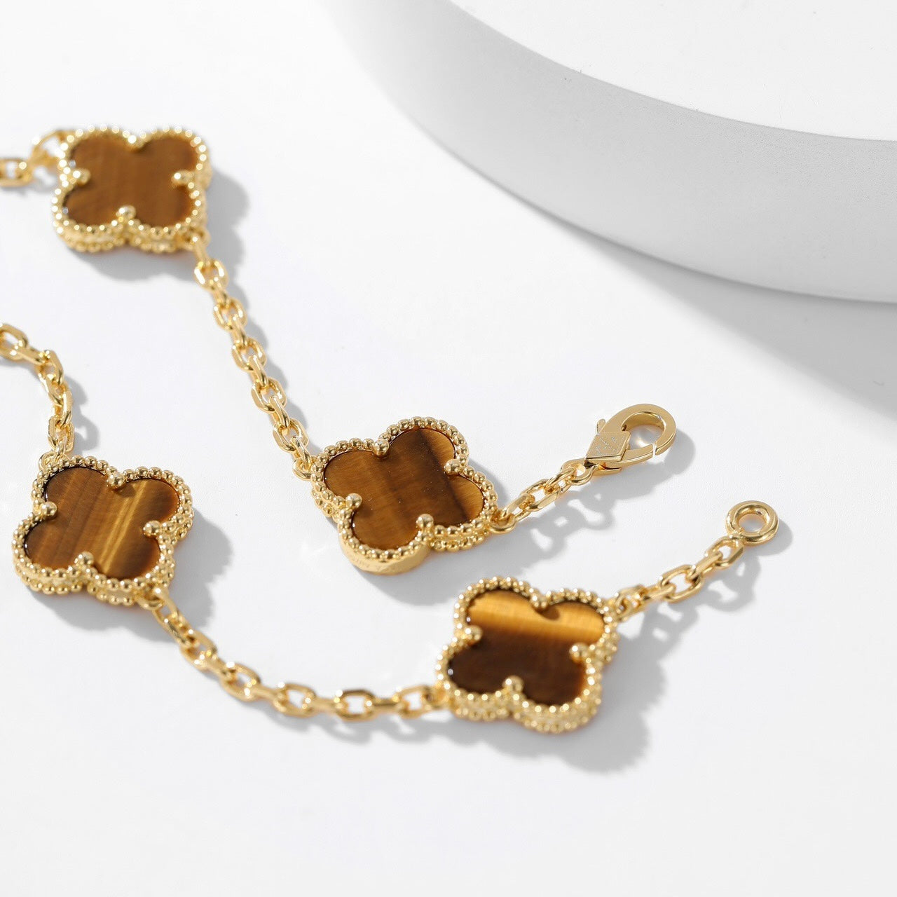 [NOBLE AURA]CLOVER 10 MOTIFS TIGER EYE NECKLACE