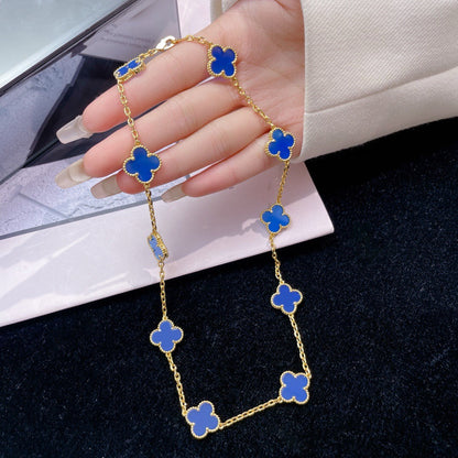 [NOBLE AURA]CLOVER 10 MOTIFS BLUE AGATE NECKLACE