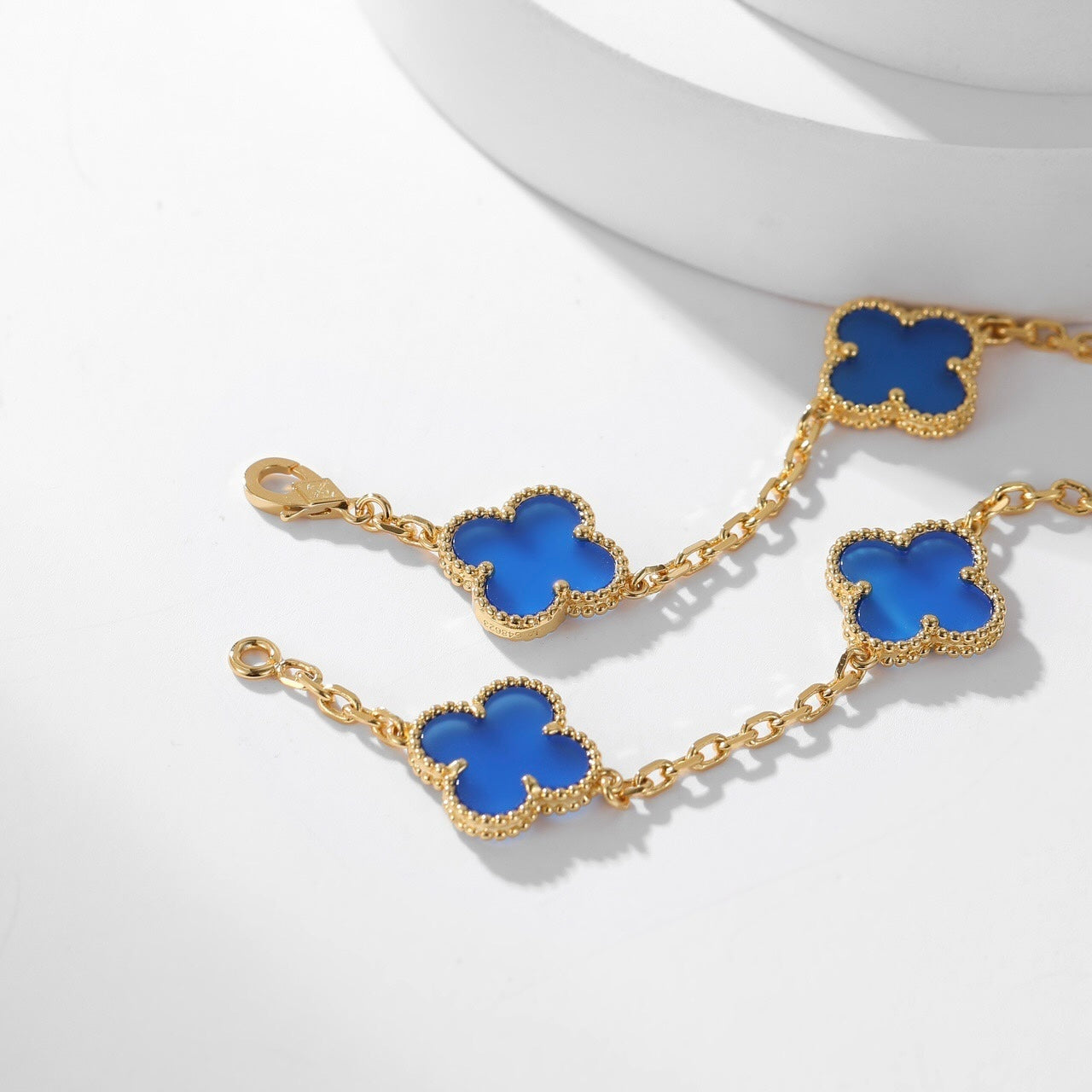 [NOBLE AURA]CLOVER 10 MOTIFS BLUE AGATE NECKLACE