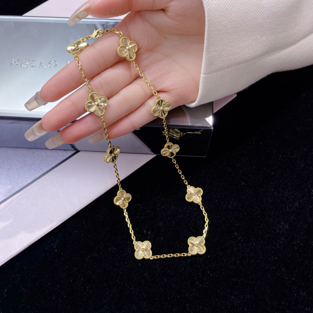 [NOBLE AURA]CLOVER 10 MOTIFS LASER NECKLACE
