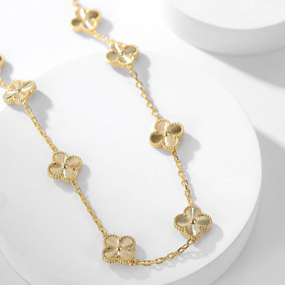 [NOBLE AURA]CLOVER 10 MOTIFS LASER NECKLACE