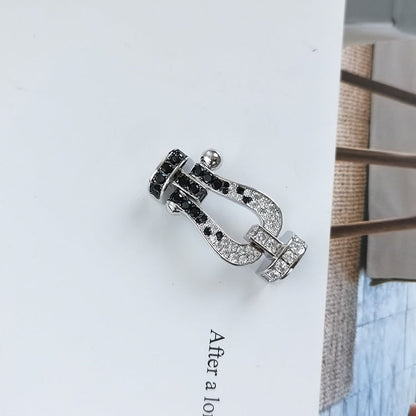 [NOBLE AURA]FORCE LARGE HORSESHOE BLACK WHITE DIAMOND BRACELET SILVER