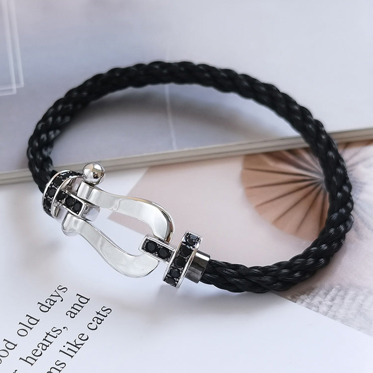 [NOBLE AURA]FORCE LARGE HORSESHOE BLACK DIAMOND BRACELET SILVER