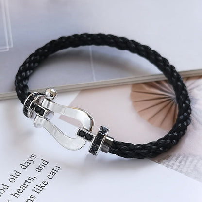 [NOBLE AURA]FORCE LARGE HORSESHOE BLACK DIAMOND BRACELET SILVER