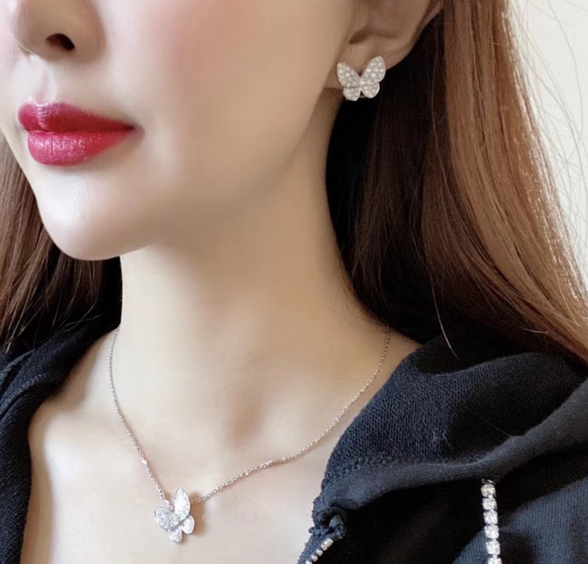 [NOBLE AURA]BUTTERFLY ALL DIAMOND EARRINGS