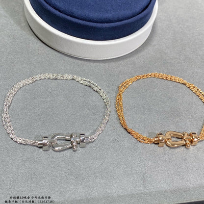 [NOBLE AURA]FORCE SMALL HORSESHOE  DIAMOND CHAIN ROPE BRACELET
