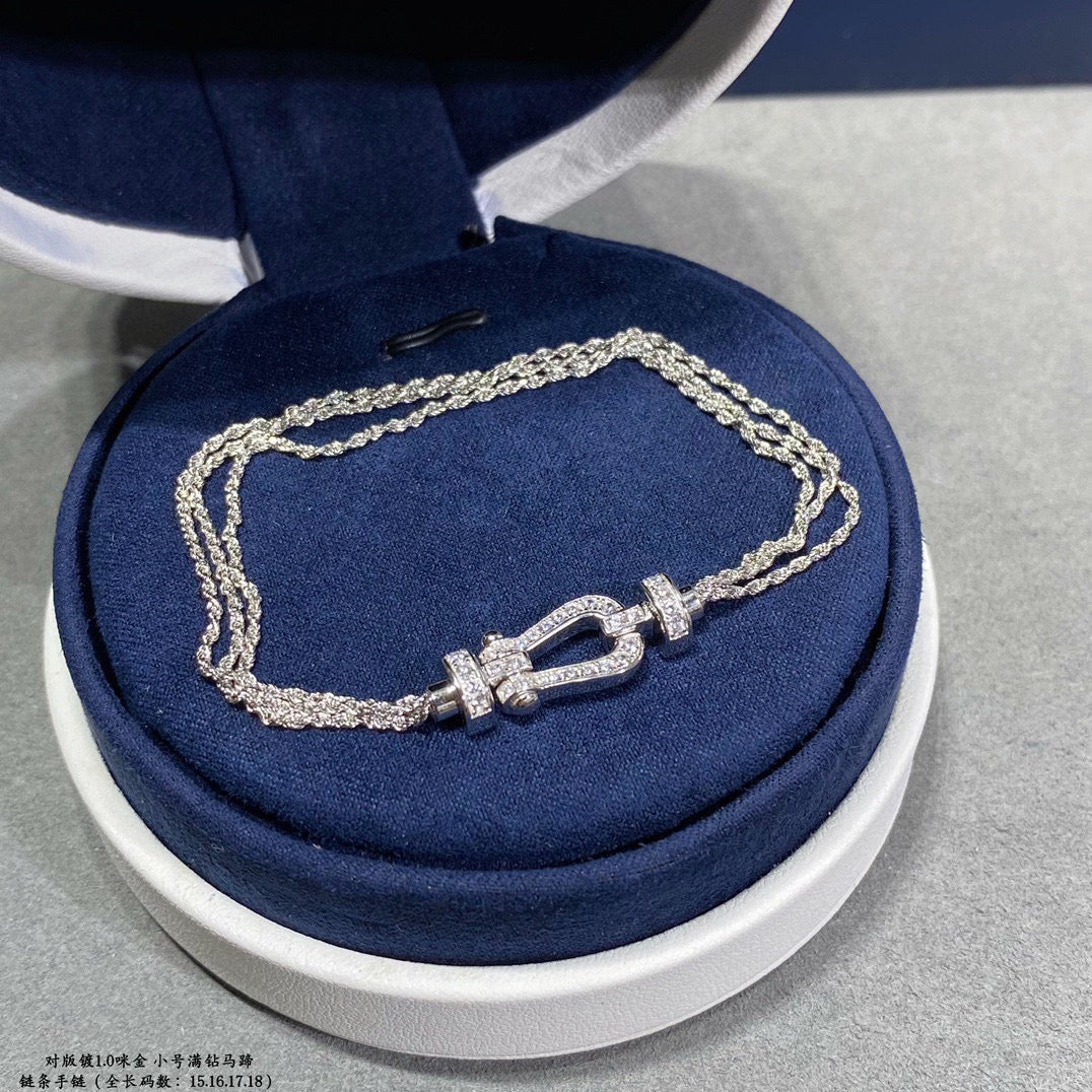 [NOBLE AURA]FORCE SMALL HORSESHOE  DIAMOND CHAIN ROPE BRACELET