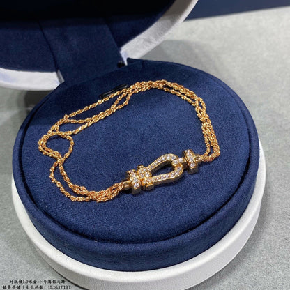 [NOBLE AURA]FORCE SMALL HORSESHOE  DIAMOND CHAIN ROPE BRACELET