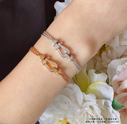 [NOBLE AURA]FORCE SMALL HORSESHOE  DIAMOND CHAIN ROPE BRACELET